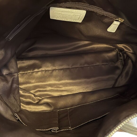 COACH Signature Laura Cream & Beige Large Shopper Tote - Picture 11 of 12